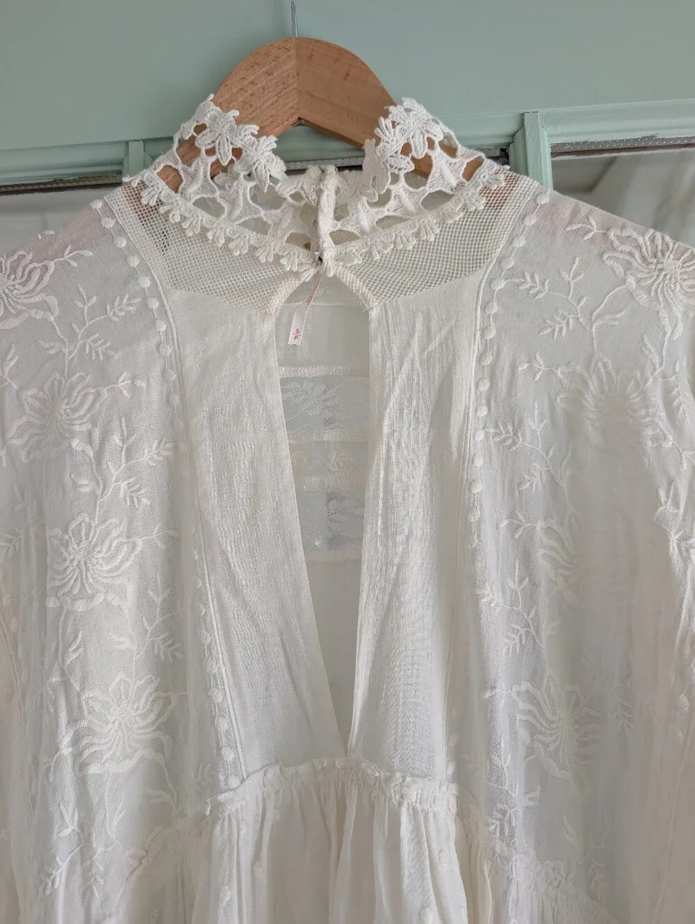 Free People Boho White Lace Tiered Tunic Dress Size Small